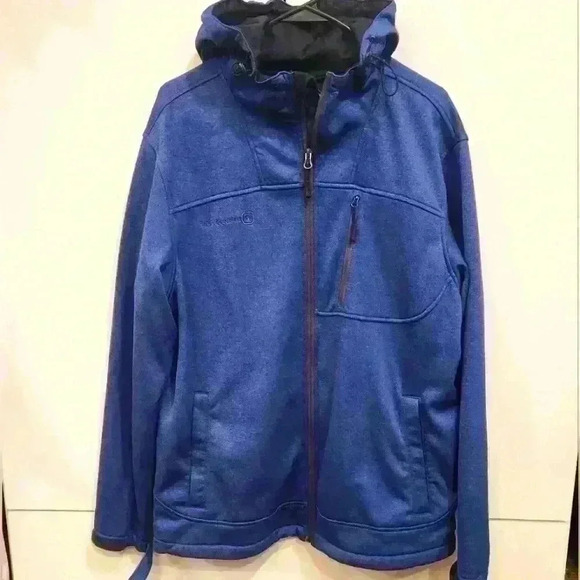 Free Country Men's Blue Size Large Soft Shell Hooded Jacket - Picture 1 of 9